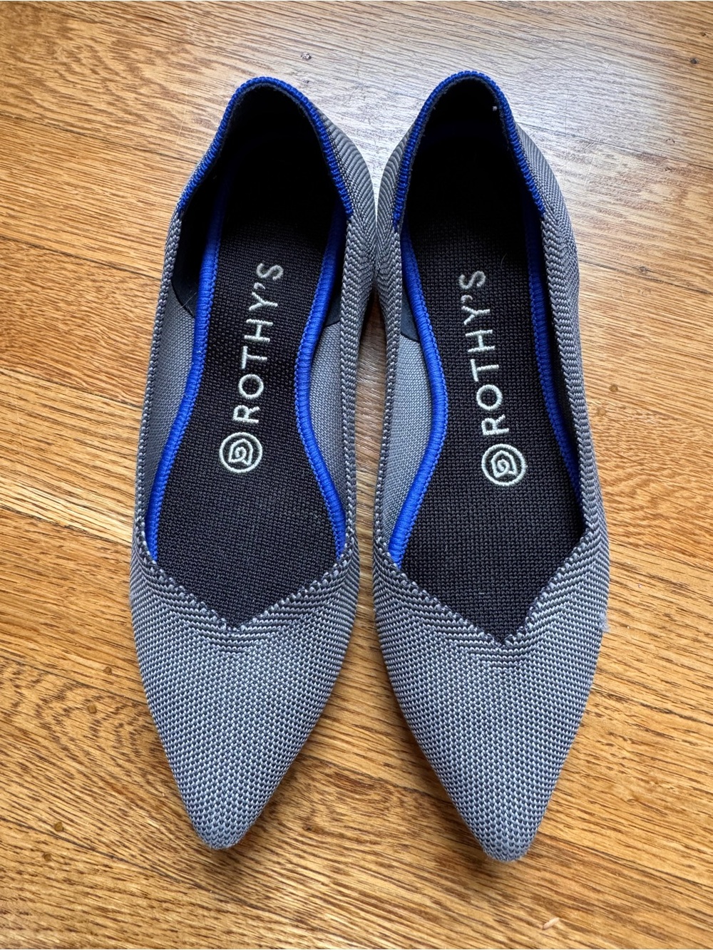 Rothy's the Point Flat I - Knit in Gray Sz women’s 6.5